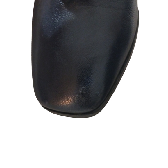 Cole Haan Blue Leather Meryl Ankle Boots Booties Flared Block Heels size 6.5 - Picture 9 of 10